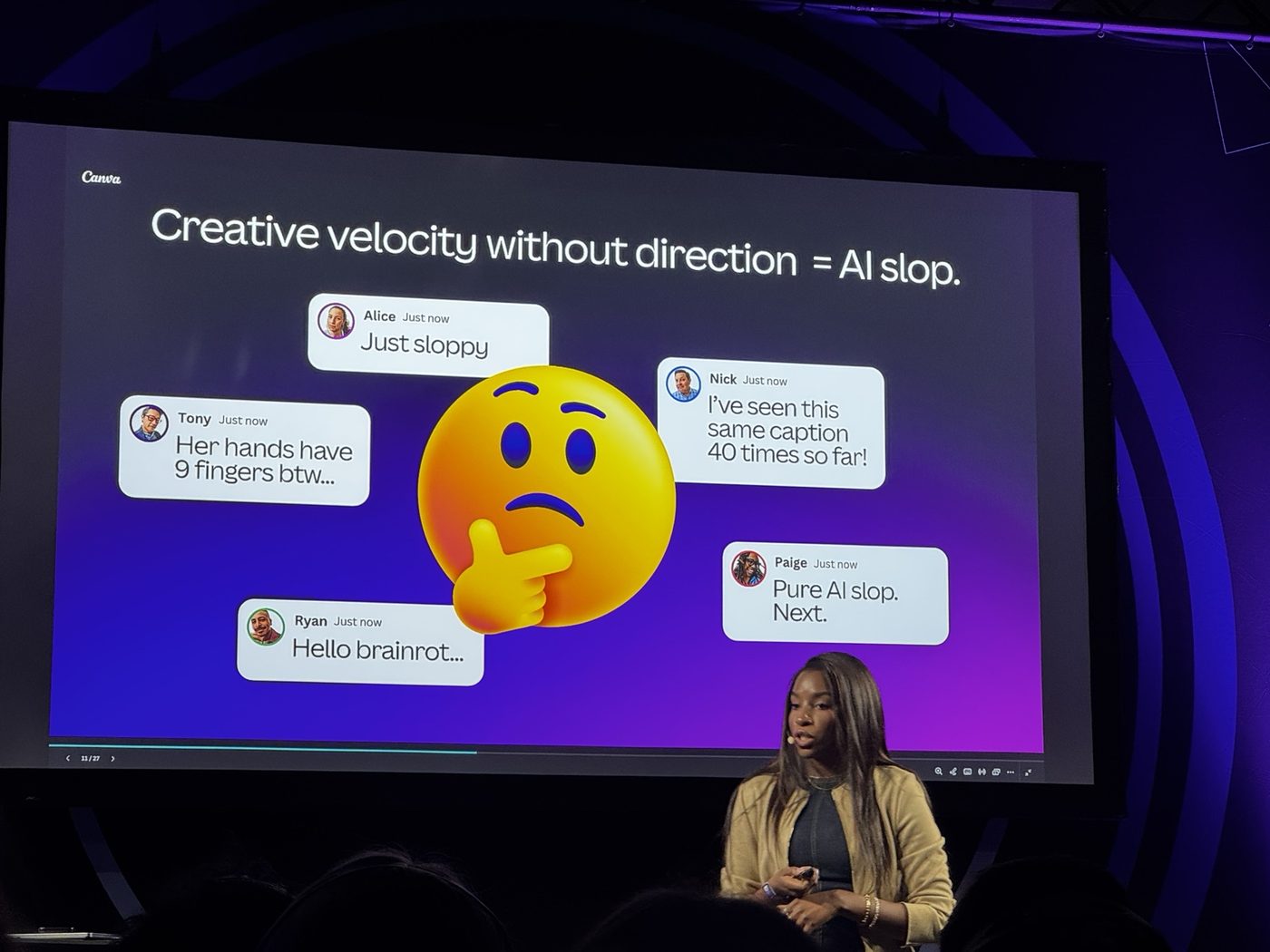 Canva slide: Creative velocity without direction