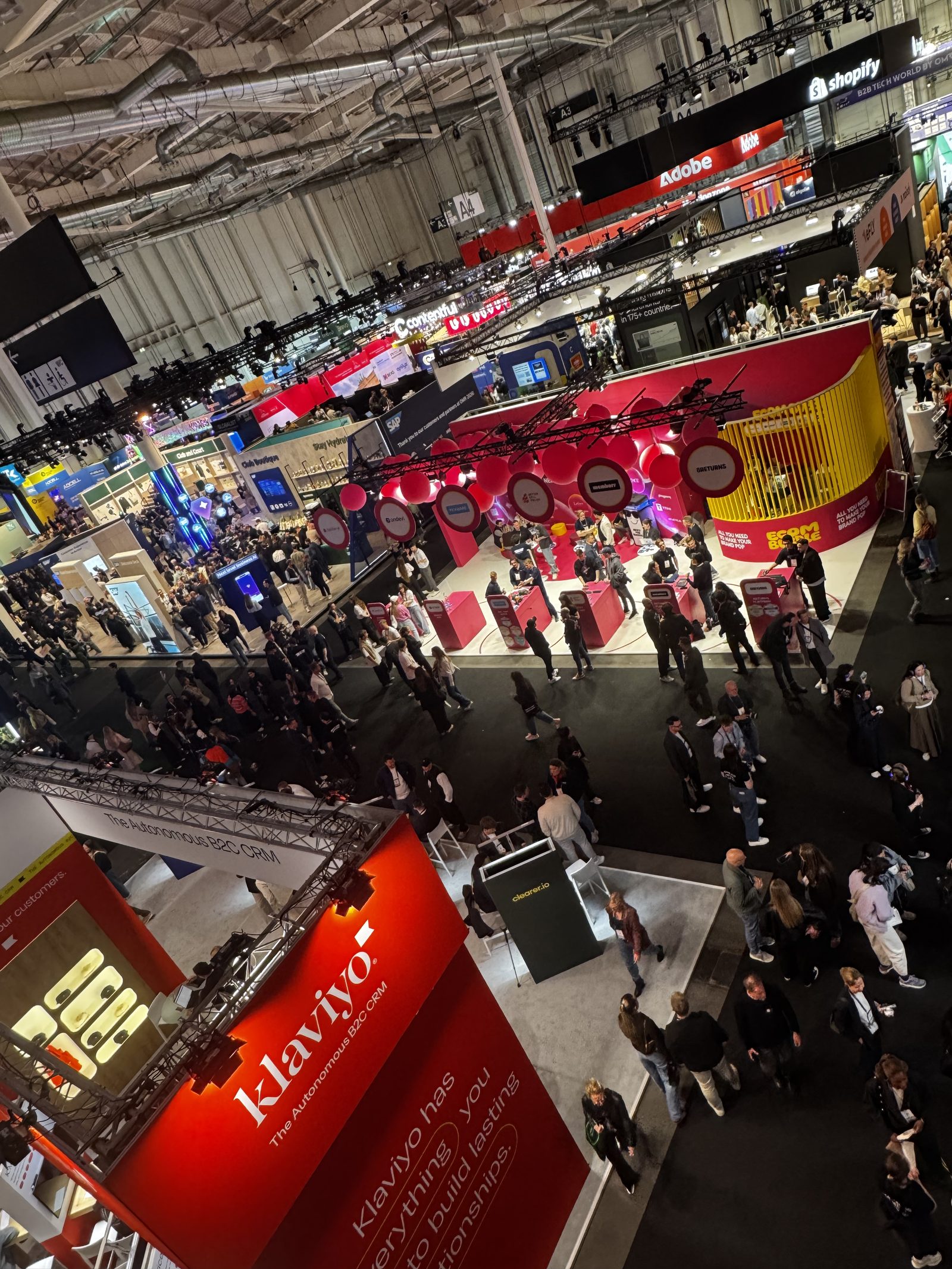 OMR expo hall from above, Klaviyo booth